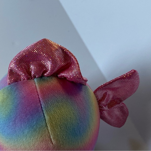 TY Beanie Ballz plush stuffed round 5" fish RAINBOW retired Pink Shiny Ocean - Picture 6 of 11